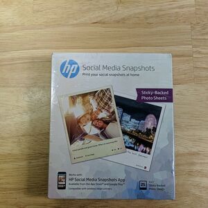 HP Social Media Snapshots Sticky Back Photo Paper 4 x 5 printer paper brand new‎